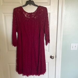 Elegant Lace Burgundy Dress